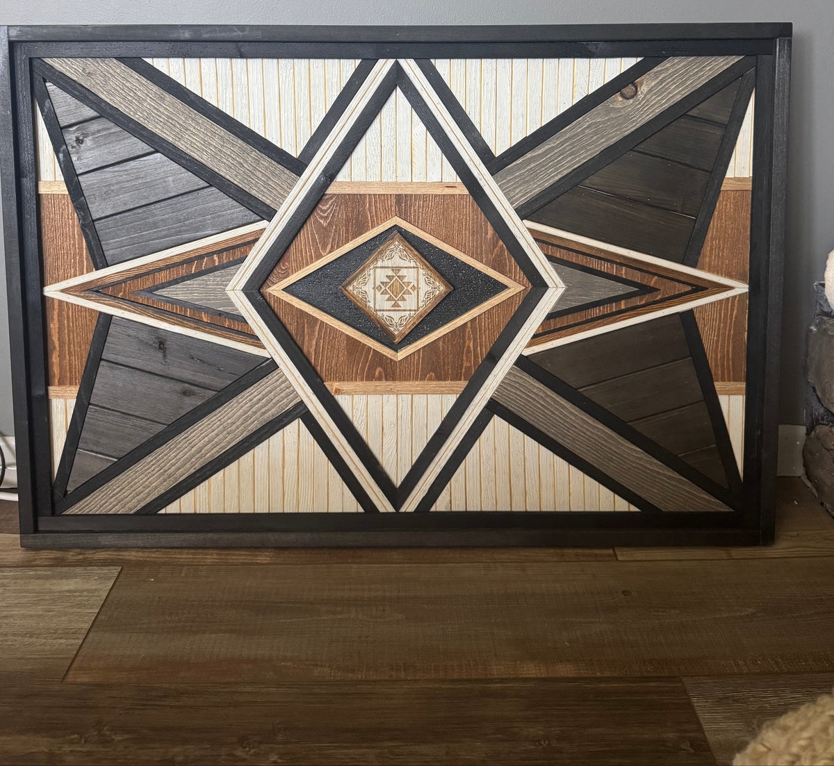 Wood mosaic wall decor