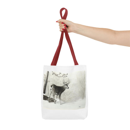 First Snow Tote Bag – All-Over Print Wildlife Art, 13"×13"
