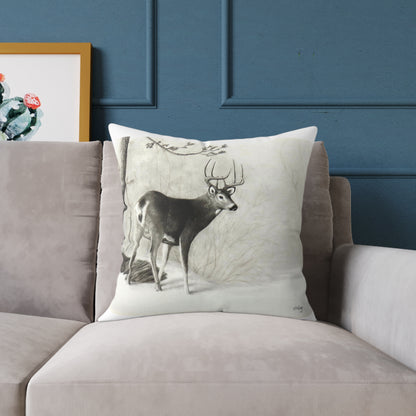 First Snow Square Poly Canvas Pillow