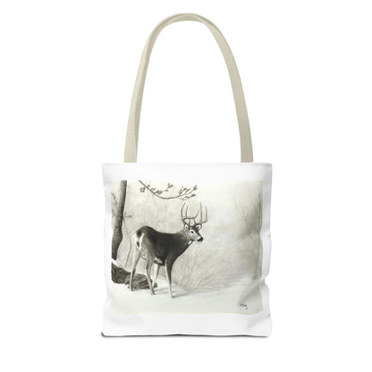 First Snow Tote Bag – All-Over Print Wildlife Art, 13"×13"