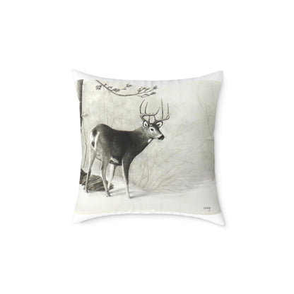 First Snow Square Poly Canvas Pillow