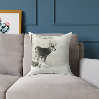 First Snow Square Poly Canvas Pillow