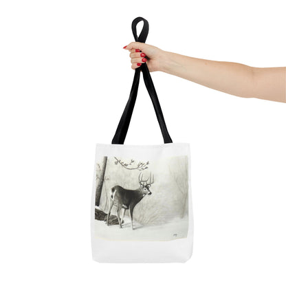 First Snow Tote Bag – All-Over Print Wildlife Art, 13"×13"