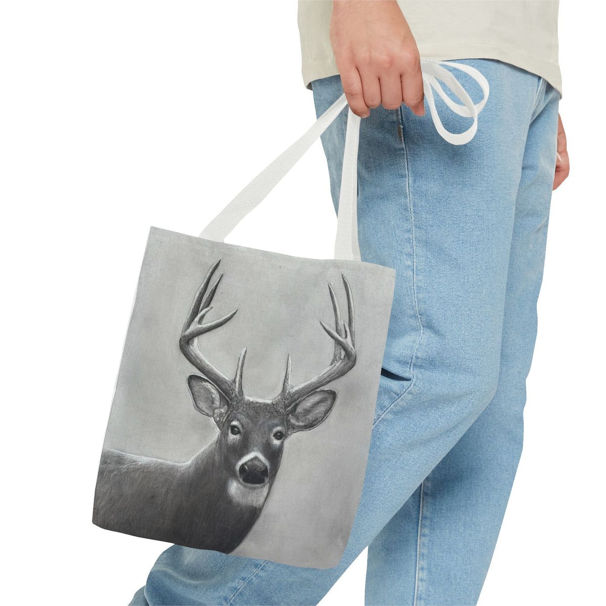 Watcher 1 Art Tote Bag – All-Over Print, Wildlife Deer Artwork, 13"×13"