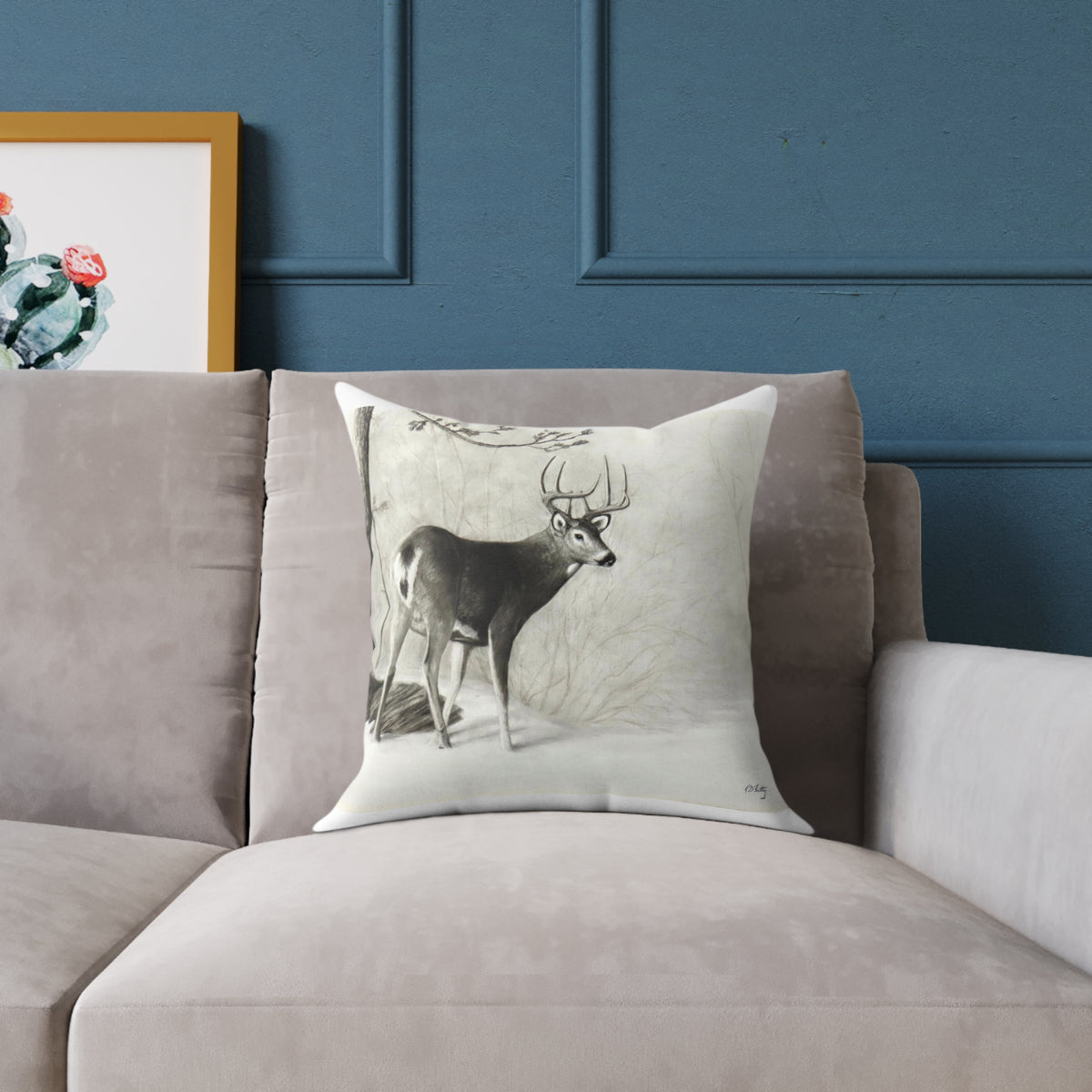 First Snow Square Poly Canvas Pillow