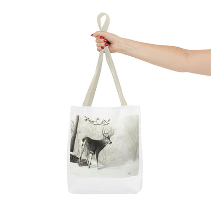 First Snow Tote Bag – All-Over Print Wildlife Art, 13"×13"