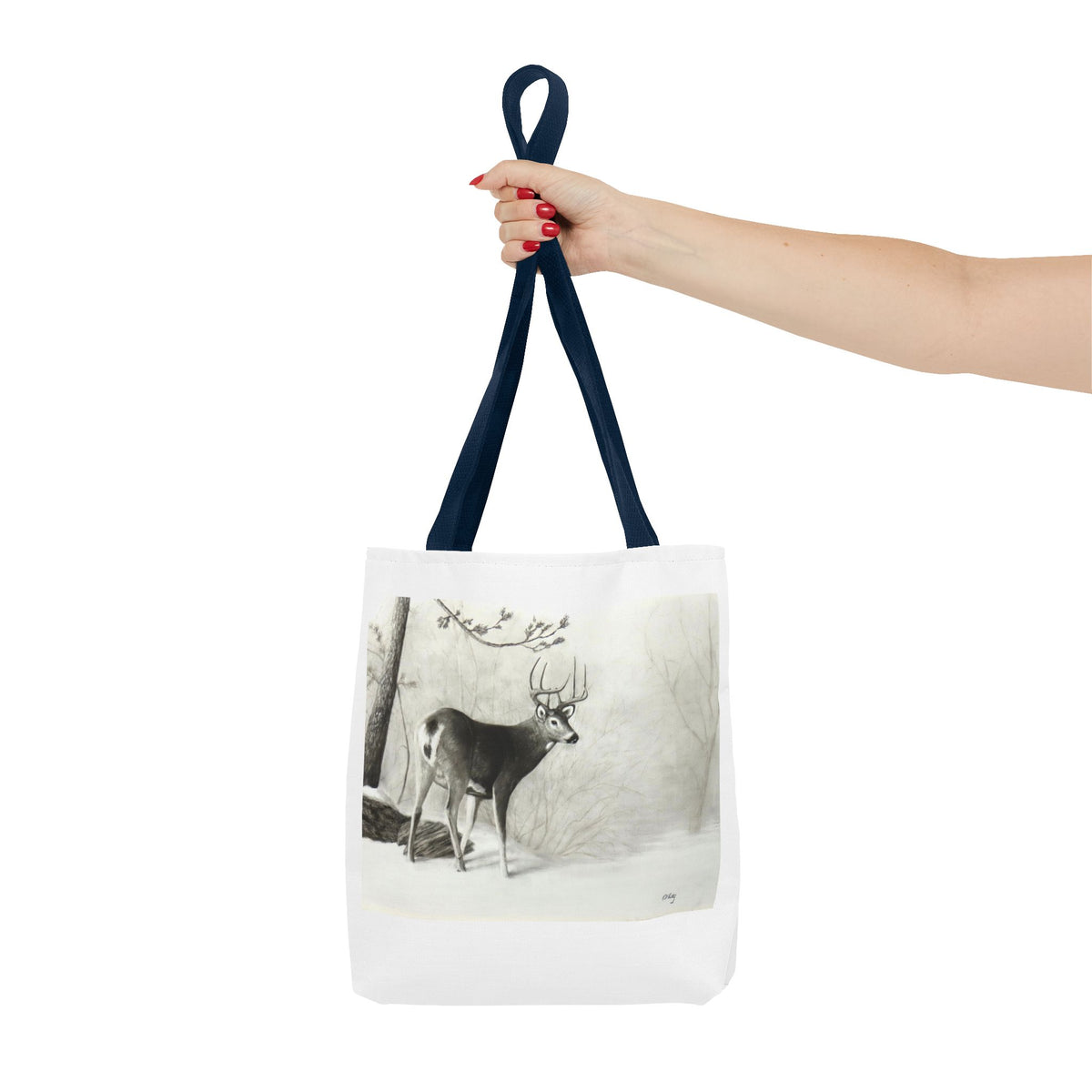 First Snow Tote Bag – All-Over Print Wildlife Art, 13"×13"