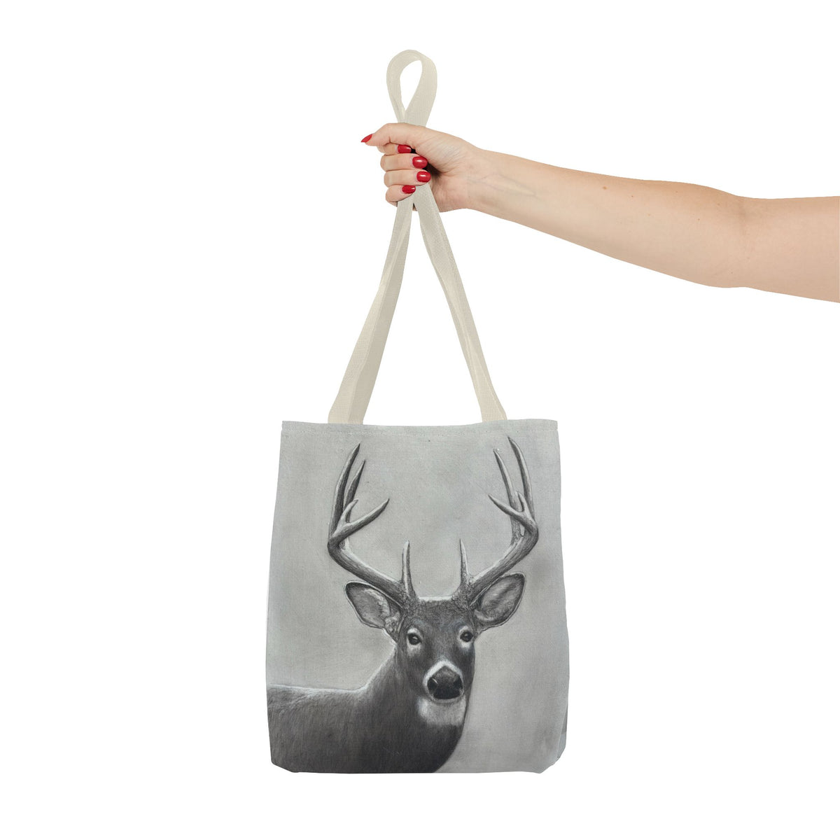 Watcher 1 Art Tote Bag – All-Over Print, Wildlife Deer Artwork, 13"×13"