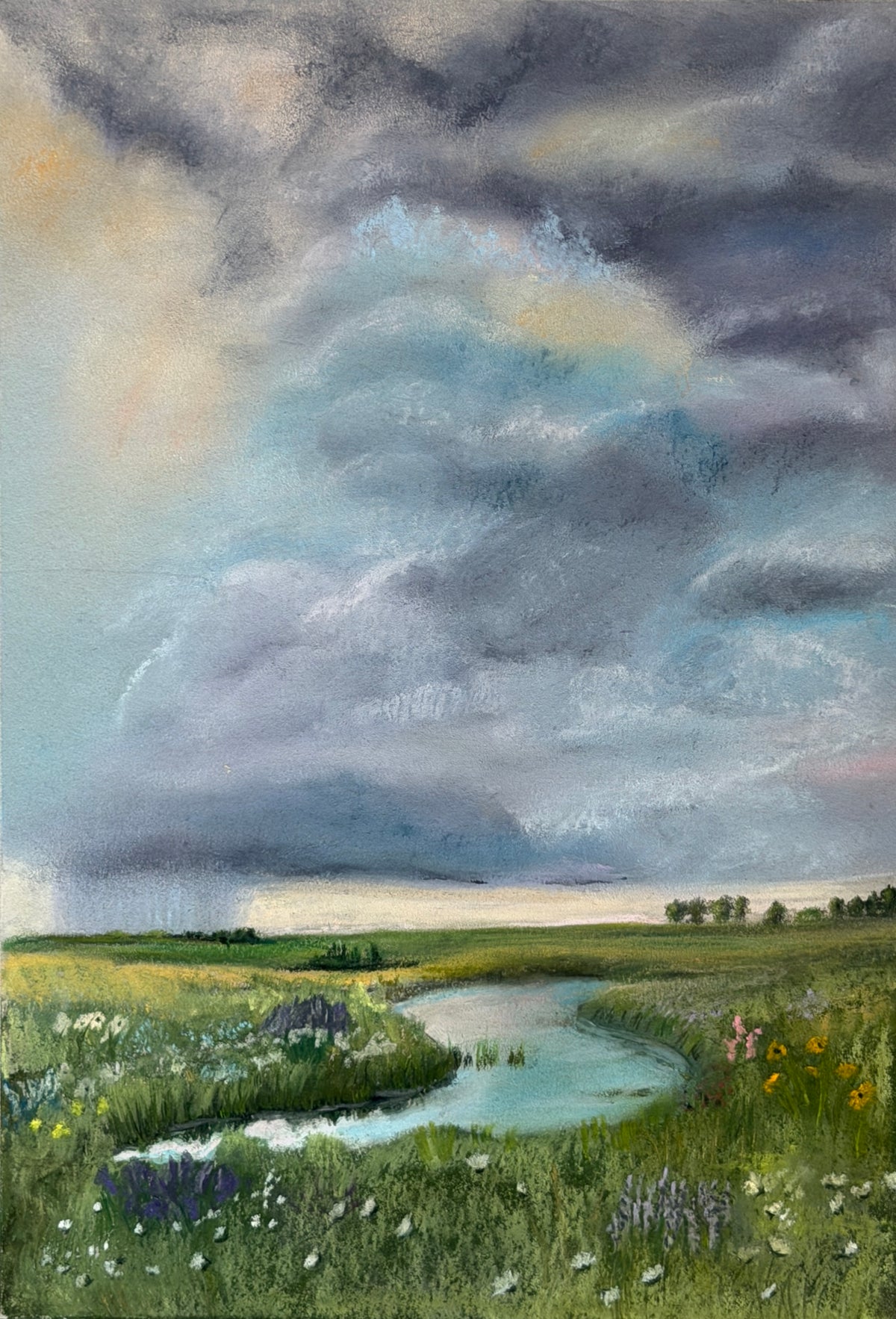 Summer Rain Coming In – Original pastel painting by Melanie Fattig